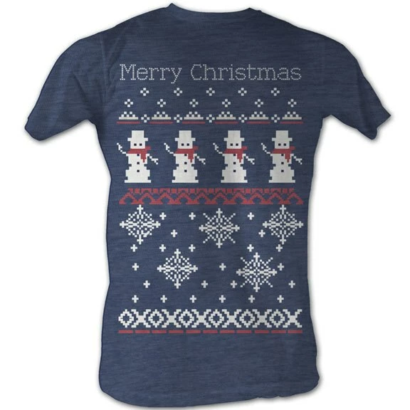 American Classics Men's Shirts Merry Christmas Snowmen And Snowflakes 8-Bit Adult Navy T-shirt 3 American Classics Men's Shirts Merry Christmas Snowmen And Snowflakes 8-Bit Adult Navy T-shirt