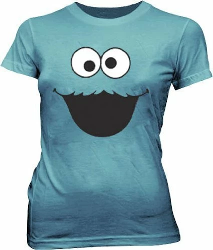 Mighty Fine Shirts / Tops Cookie Monster Face Light Cyan T-shirt 3 Mighty Fine Shirts / Tops Cookie Monster Face Light Cyan T-shirt