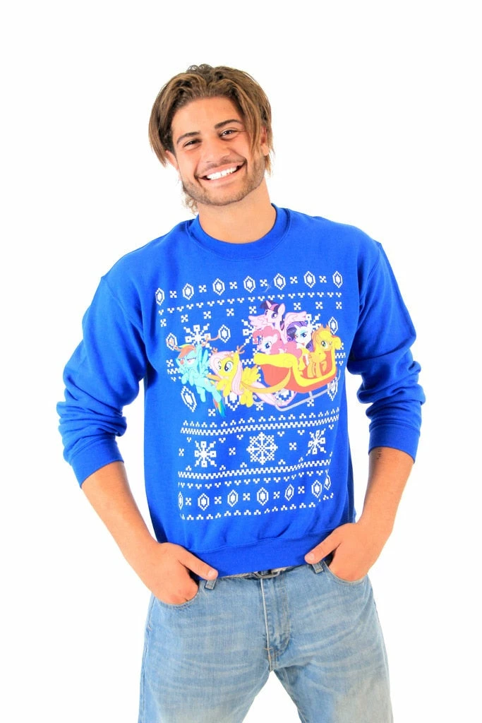 Mighty Fine Sweaters & Sweatshirts My Little Pony Group Sleigh Ride Snowflakes Sweatshirt 3 Mighty Fine Sweaters & Sweatshirts My Little Pony Group Sleigh Ride Snowflakes Sweatshirt