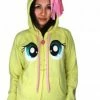 Mighty Fine Animation Fluttershy Pegasus Face Butter Yellow Hoodie With Mane And Wings