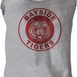 American Classics Saved By The Bell Bayside Tigers Logo Heather Gray Men's Tank Top