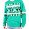 Mighty Fine Star Wars Yoda Pattern Ugly Christmas Sweater Sweaters & Sweatshirts