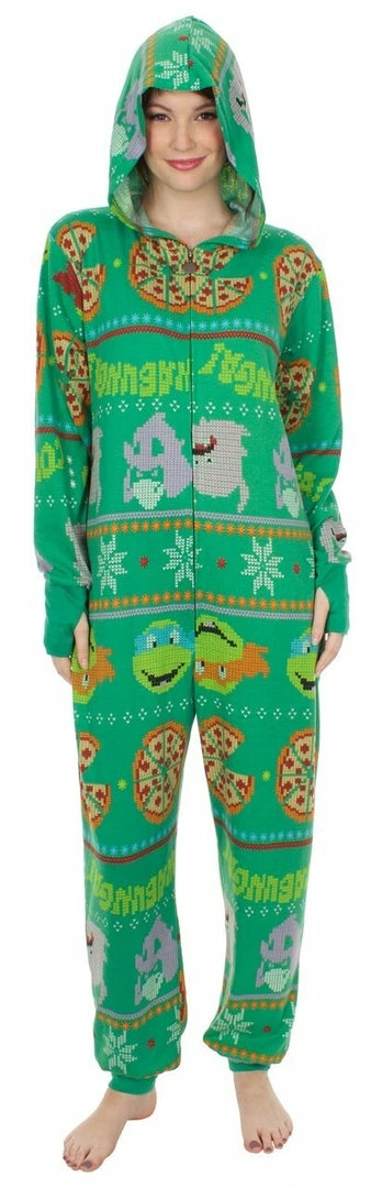 Underboss Pajamas / Underwear TMNT Pizza All Over Hooded One Piece Pajama