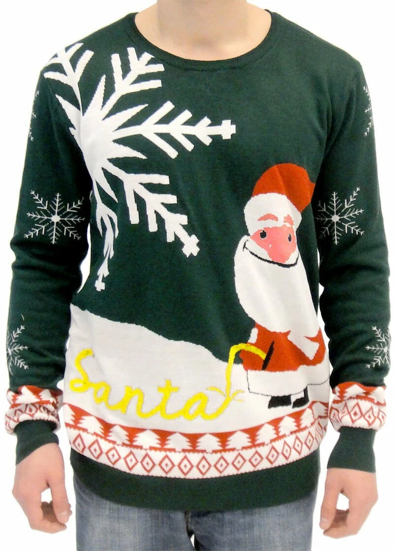 Costume Agent Ugly Christmas Sweater Happy Santa Peeing Santa In Snow 3 Costume Agent Ugly Christmas Sweater Happy Santa Peeing Santa In Snow