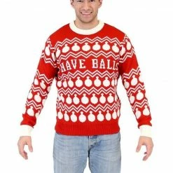 Costume Agent I Have Balls Ornament Pattern Adult Red Sweater