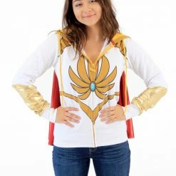 Mighty Fine I Am She Ra Juniors White Hoodie With Cape Hoodies