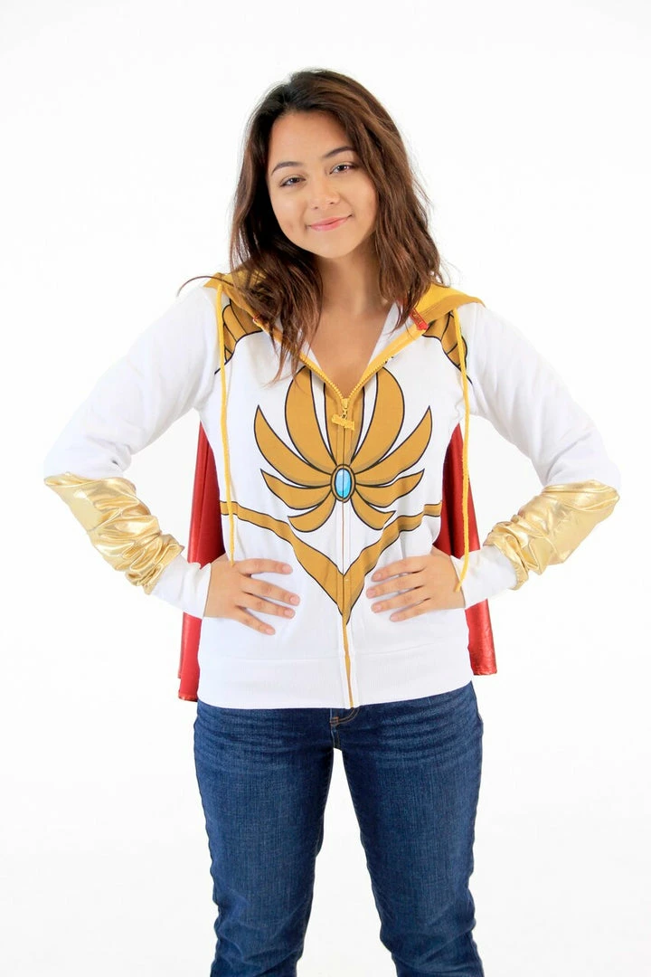 Mighty Fine I Am She Ra Juniors White Hoodie With Cape Hoodies 3 Mighty Fine I Am She Ra Juniors White Hoodie With Cape Hoodies