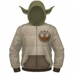 Mad Engine Sweaters & Sweatshirts Yoda Adult Sand Zip Up Hoodie Sweatshirt